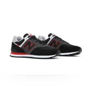 New Balance 574 Men's Shoes Black-Grey-Velocity Red